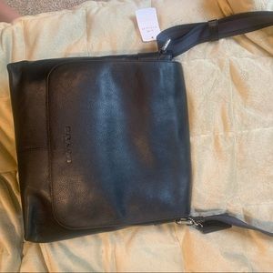 NEVER USED TAGS ATTACHED black leather Coach Unisex Work Laptop Shoulder Bag